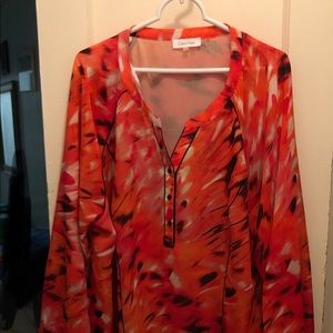 Calvin Klein Blouse Red Black
